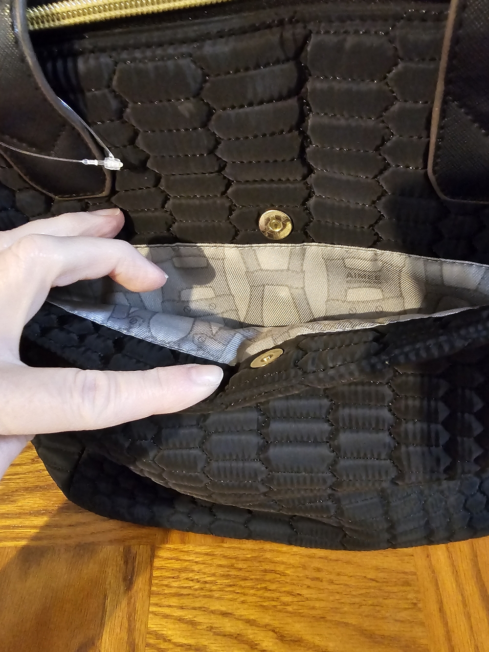 Aimee Kestenberg Black Quilted Tote with Gold Trim - Picture 11 of 16